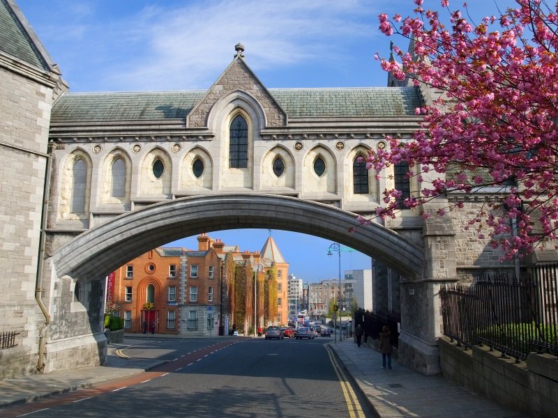 Dublin cityscape, part of the Christ Church Cathedral on the first_800x600