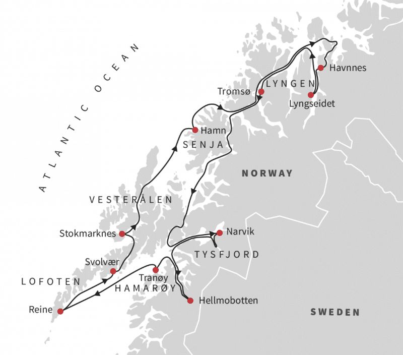 Norjan vuonot risteily Hurtigruten | Kymenmatkat